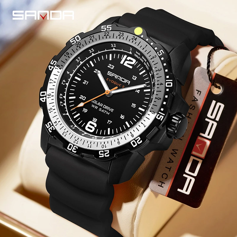 Solar Powered Watch - SANDA Nuovo Orologio da Polso di