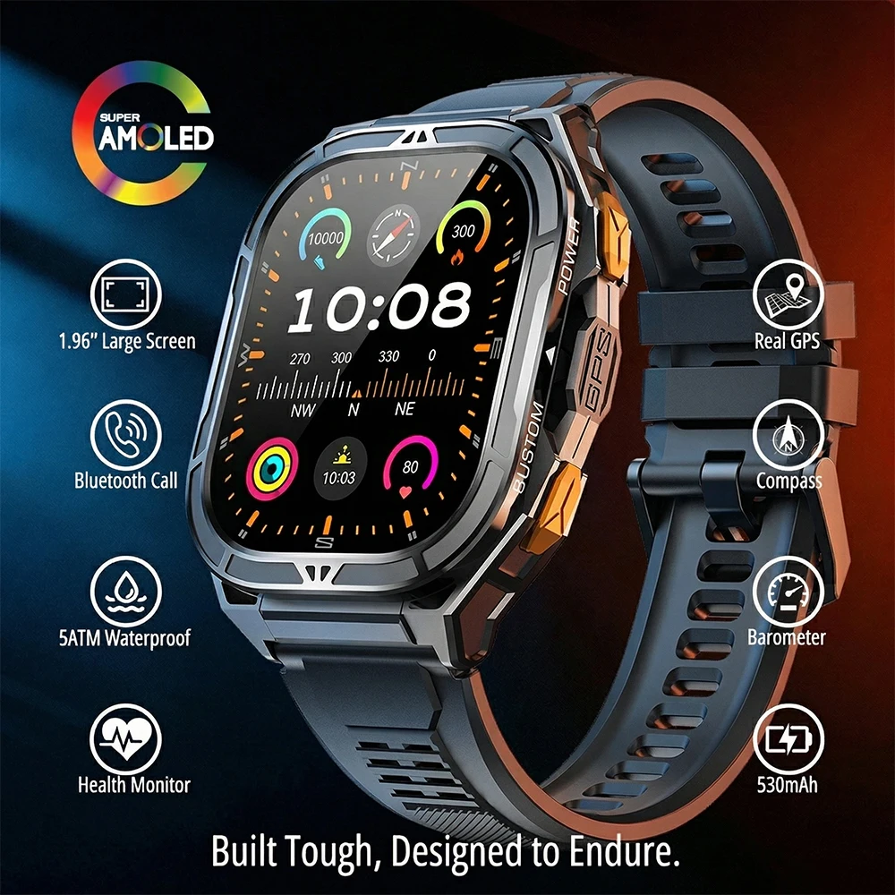 Smartwatch Military Watches For Men - Smartwatch AMOLED di Lusso con GPS