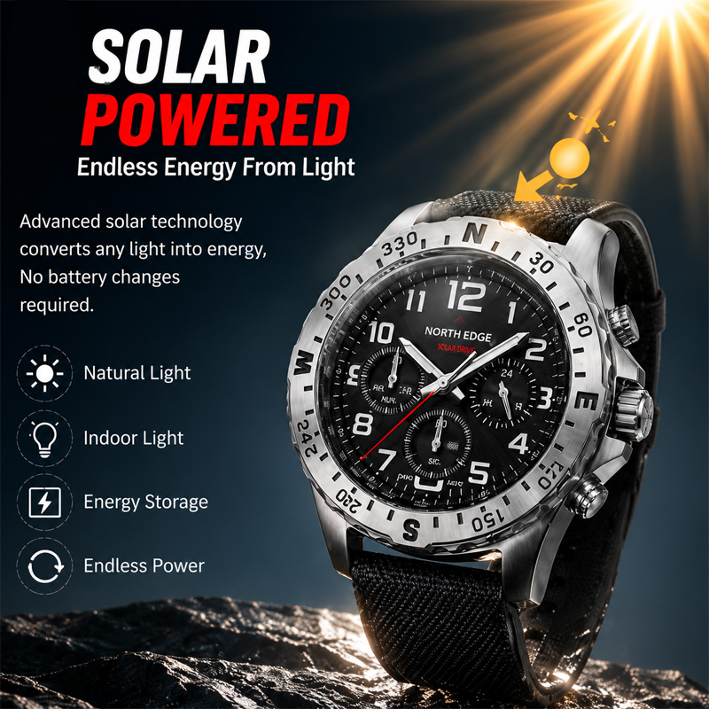 Orologio da uomo NORTH EDGE MA - Solar Powered Watch recensione e prezzo