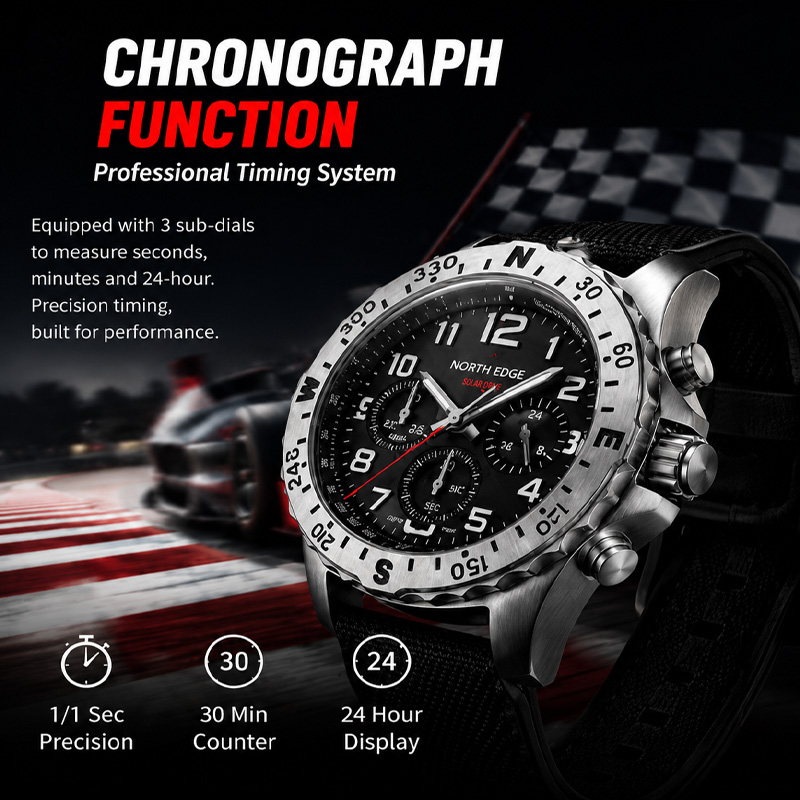 Orologio da uomo NORTH EDGE MA - Solar Powered Watch recensione e prezzo