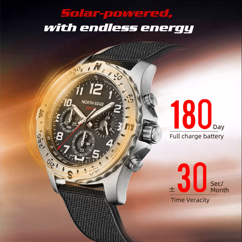 Orologio da uomo NORTH EDGE MA - Solar Powered Watch recensione e prezzo